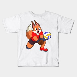 Fox at Volleyball Sports Kids T-Shirt